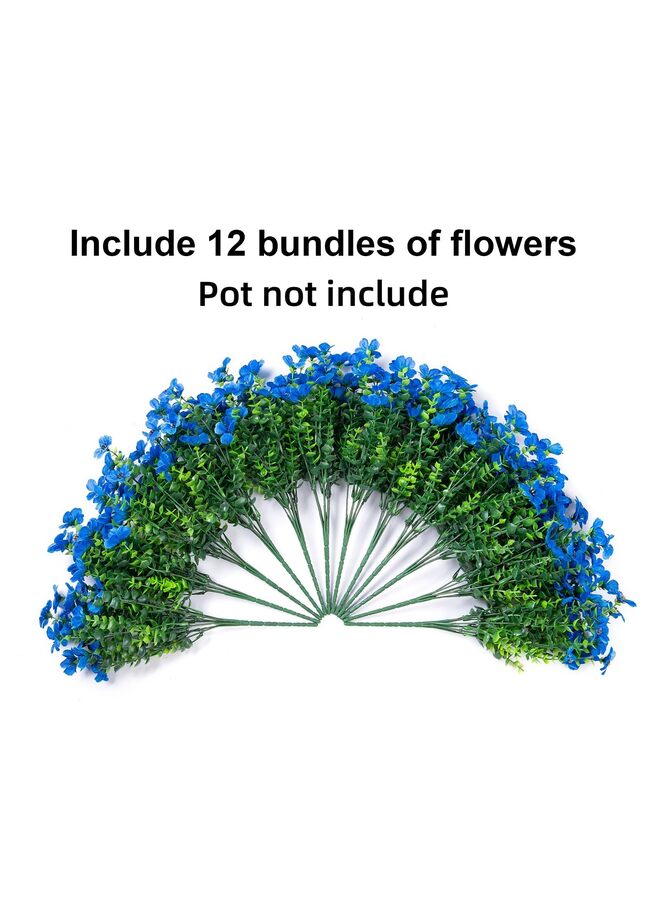 يُسلِّم 12 قطعة من الزهور الاصطناعية للديكور الداخلي والخارجي للحديقة المنزلية، زهرة ديزي صناعية مع أوراق الأوكالبتوس، نباتات مزيفة (أزرق) - Image 3