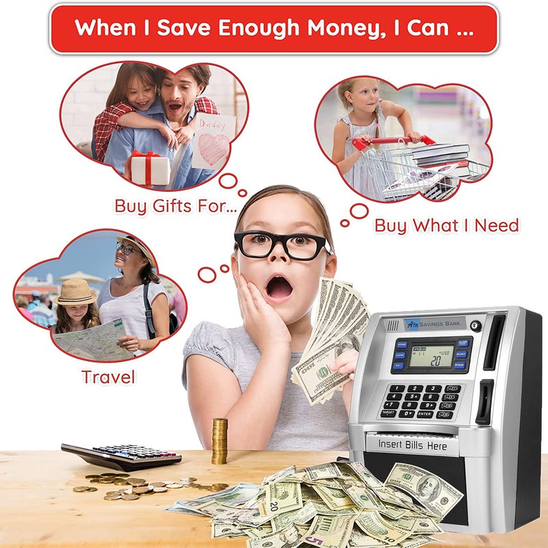 BKstar ATM Piggy Bank for Kids - Talking Electronic Money Bank with Debit Cards & Digital Coin Counter for Real Money, Boys Girls - Image 4