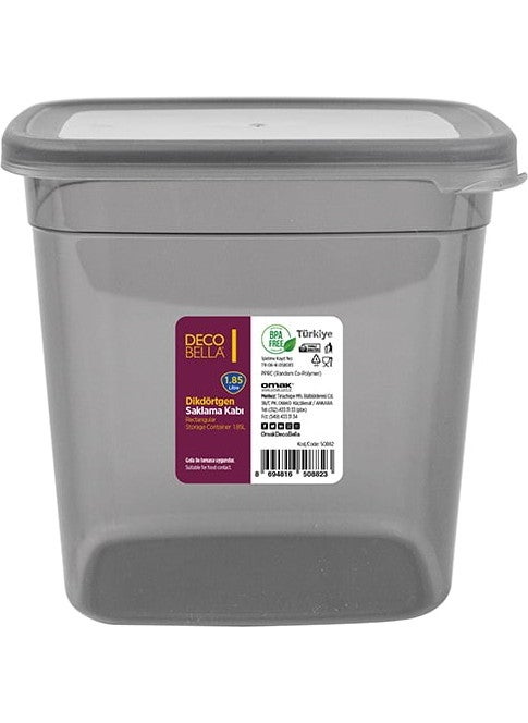 Devigo - Stylish New Generation Storage Container 1.85 Lt Rectangular Anthracite - Image 1