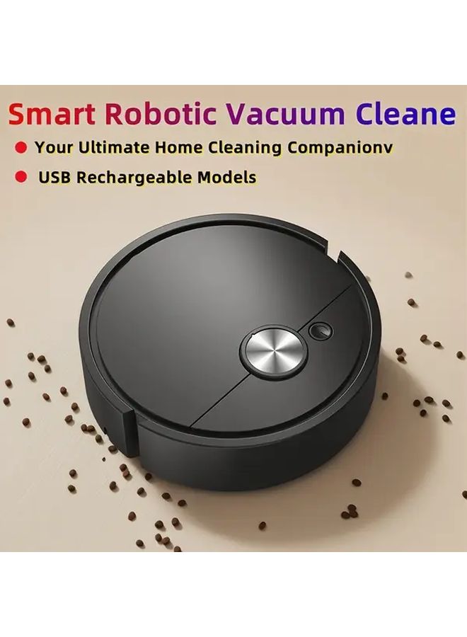 Ultra Thin Mini Robot Vacuum Cleaner Black USB Powered Compact Home Cleaner - Image 3