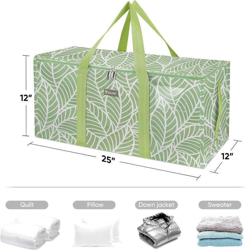 Baleine Extra Large Storage Tote with Zippers & Carrying Handles, Heavy-Duty Oxford Fabric Moving Bags for Laundry, Space Saving, Storage, Antique Foliage - Image 4
