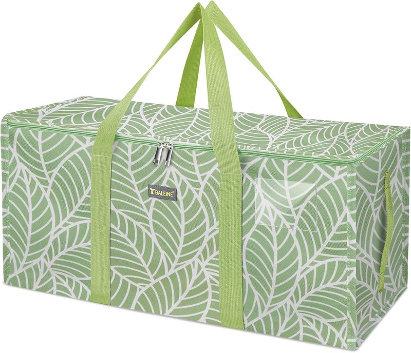 Baleine Extra Large Storage Tote with Zippers & Carrying Handles, Heavy-Duty Oxford Fabric Moving Bags for Laundry, Space Saving, Storage, Antique Foliage - Image 1