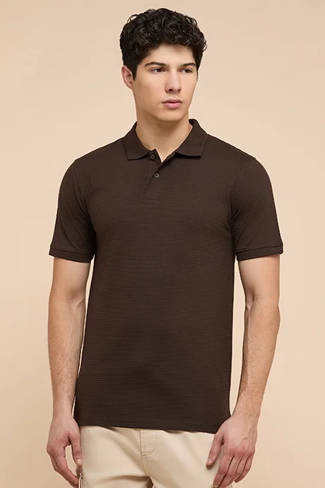 R&B Textured Polo T-Shirt with Short Sleeves