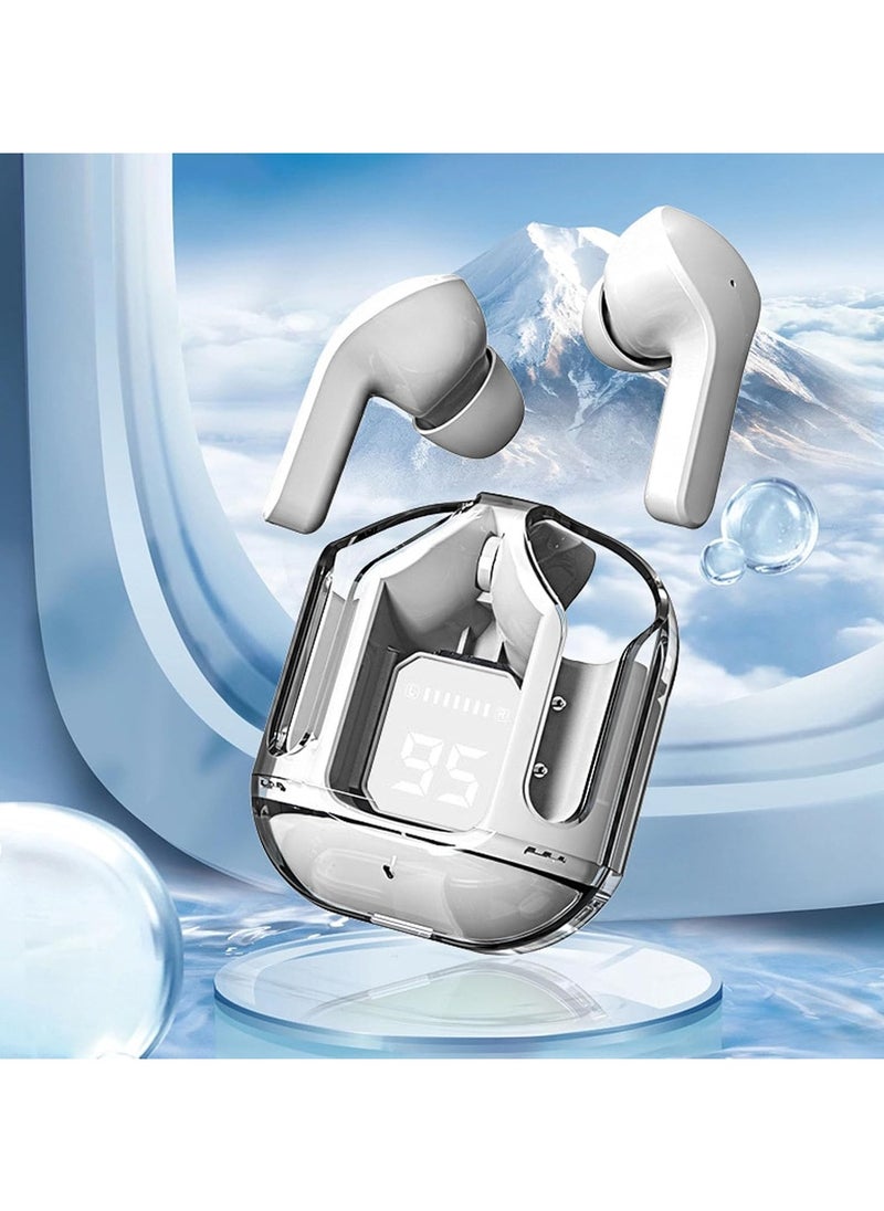 TWS Transparent Noise‑Cancelling Earbuds – Bluetooth 5.1 | 30 HR Playtime | ENC Mic | In‑Ear Comfort Tips - White  - Image 2