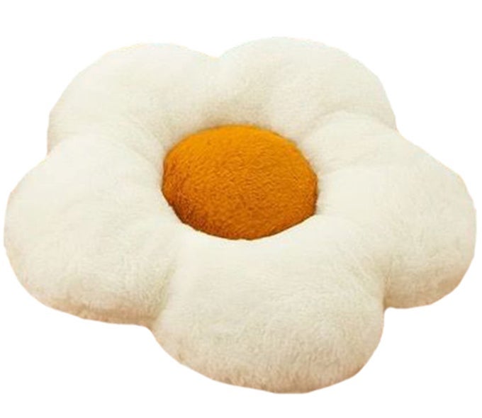 CUTE FLOWER CUSHION PLUSH FLOOR PILLOW CASUAL COMFORTABLE PILLOW OFFICE LIVING ROOM BED DECORATION CUSHION SIMPLE ROOM DECORATION 50CM KHAKI