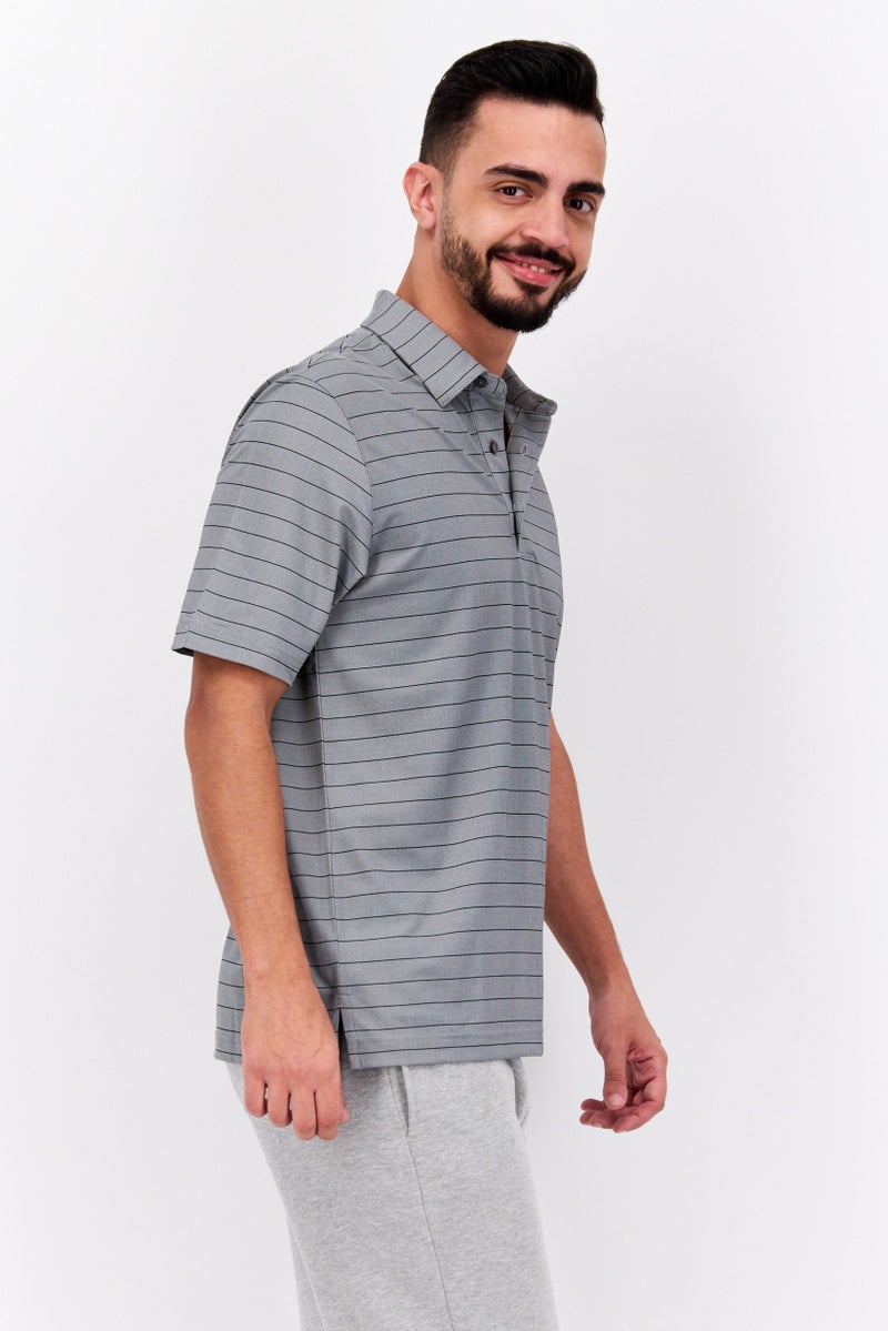 Greg Norman Men Sportswear Fit Short Sleeve Outdoor Polo Shirts, Grey - Image 4