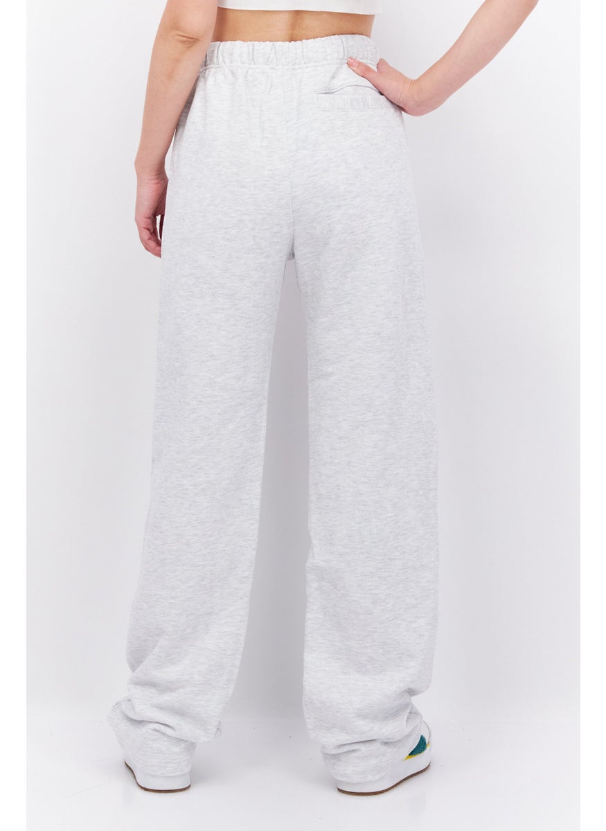 ESPRIT Women Regular Fit Embroidered Logo Sweatpants, Light Grey  - Image 3
