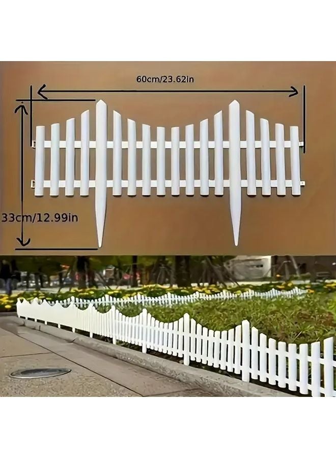 12 Pieces White Plastic Garden Fence Sturdy Outdoor Lawn And Flower Bed Edge Decor - Image 1
