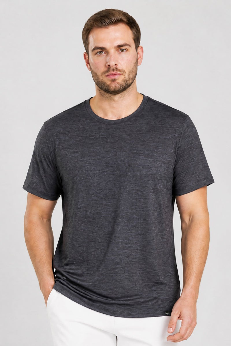 Gaiam Men Slim Fit Short Sleeve Training T-Shirt, Dark Grey - Image 1