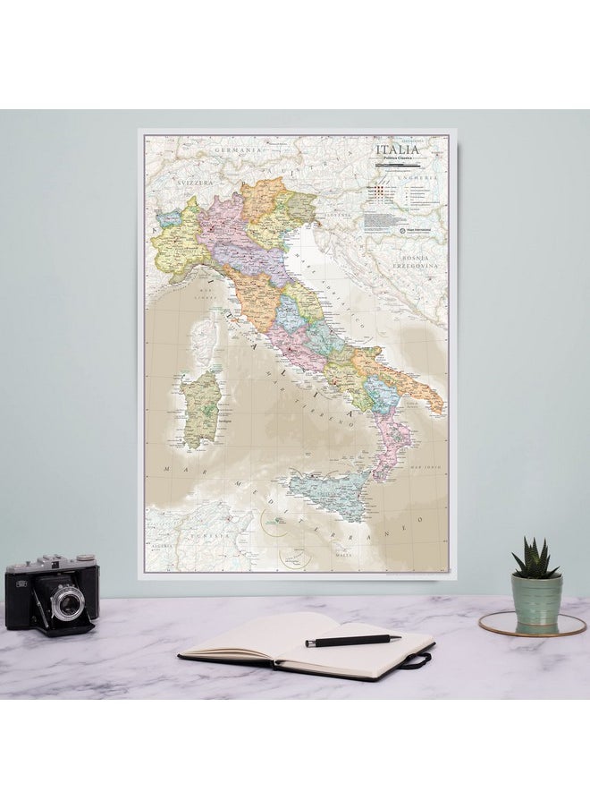 Maps International - - Italy Map - Classic Italy Map Poster - Single Side Laminated - 16.5 X 23.4 Inches - Image 1