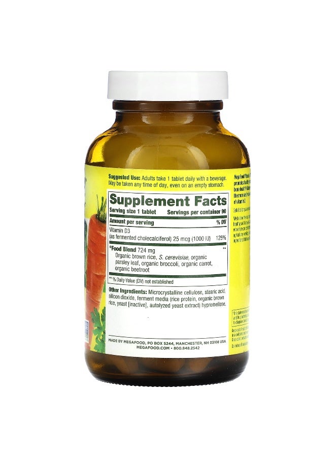 MegaFood, Vitamin D3, 25 mcg (1,000 IU), 90 Tablets (Packaging may vary) - Image 2