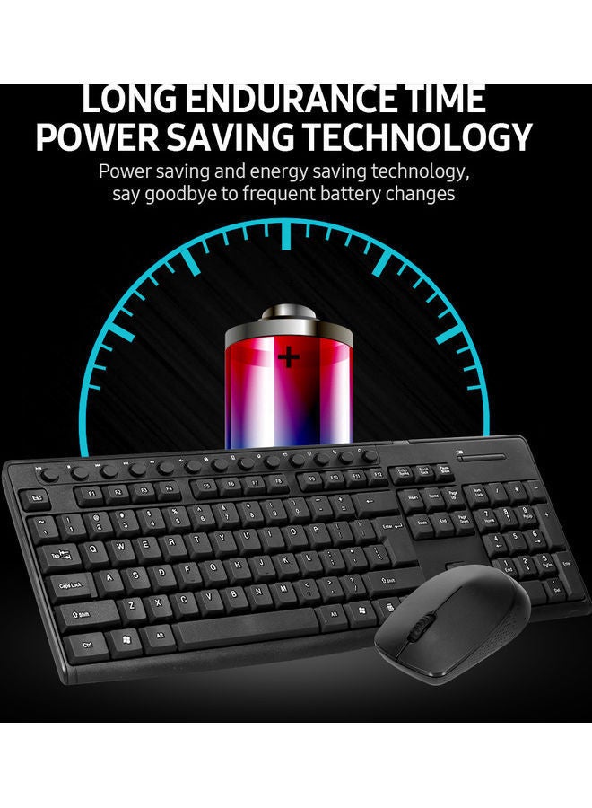 NIBEMINENT Wireless Mouse and Keyboard Combo Black - Image 2