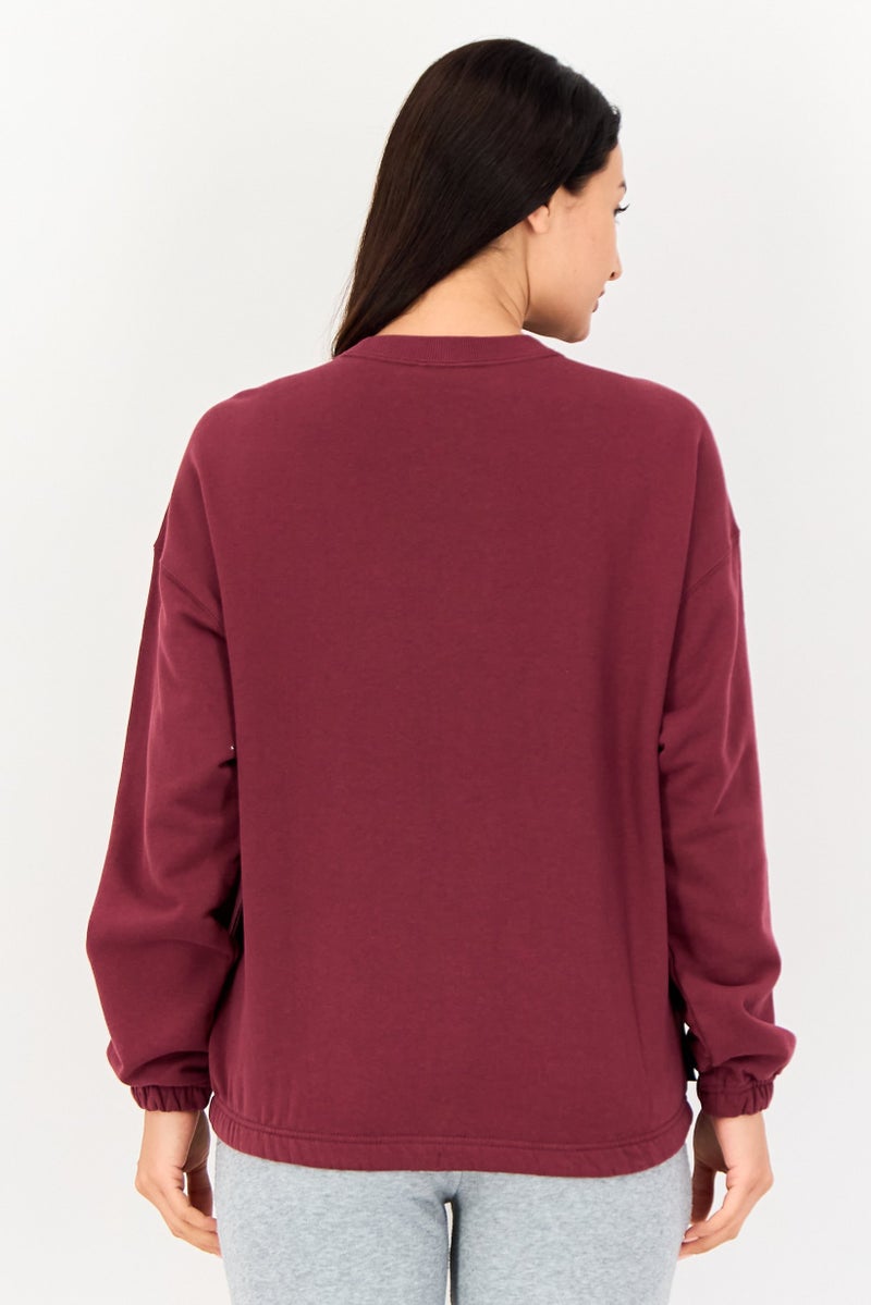 PUMA سويت شيرتات خارجية طويلة الأكمام للنساء بحجم كبير، مارون - Image 3