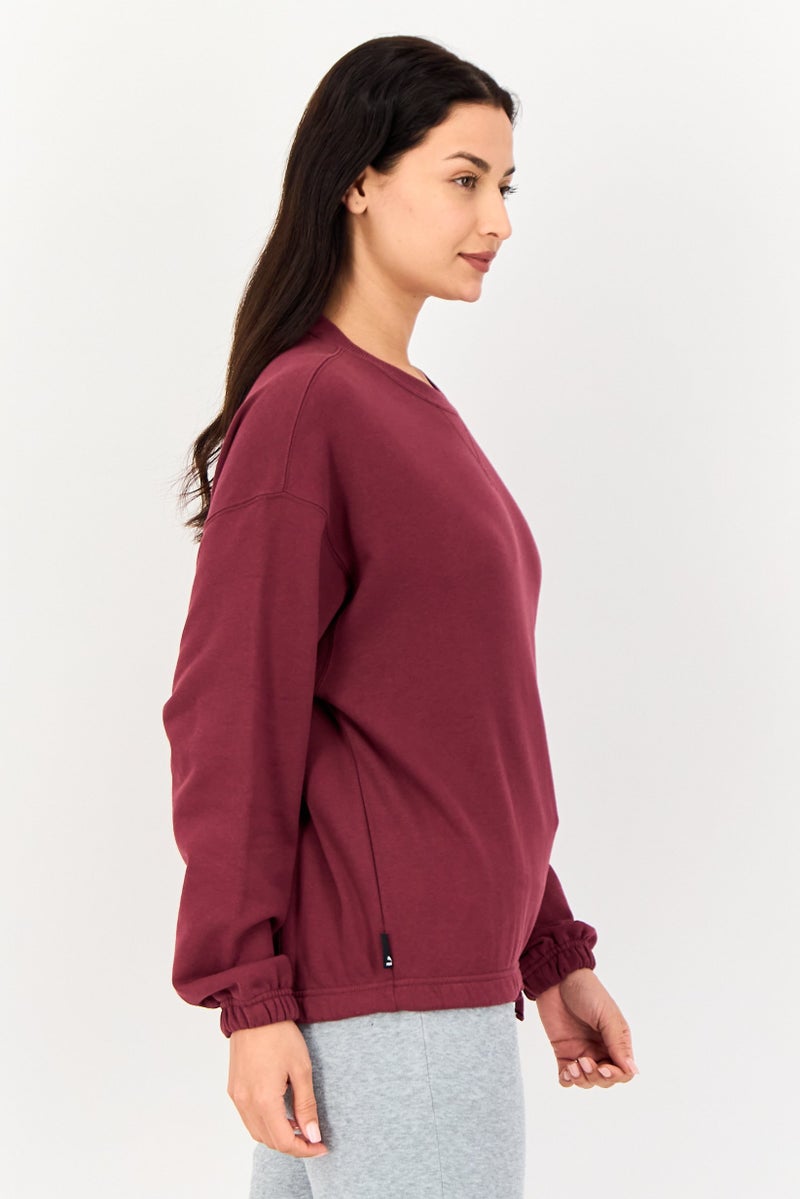PUMA Women Oversized Fit Long Sleeve Outdoor Sweatshirts, Maroon - Image 3