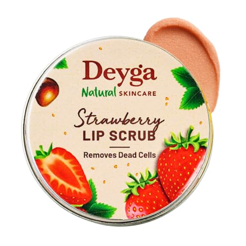 Deyga Strawberry Lip Scrub (16 g) | Gently Exfoliates | Reduces Dryness | Deep Nourishment | Soft, Smooth Lips | Irresistible Fragrance - Image 1