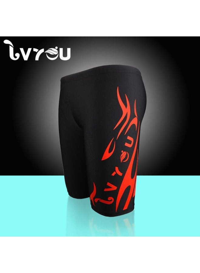Men's Swimming Trunks And Swimming Cap Set Learning Swimming Equipment Quick-Drying Boxer Hot Spring Large Size Flame Five-Point Swimming Trunks-Color:8701 Blue Label Pants + Hat-xl (recommended Weight 45-60kg )
