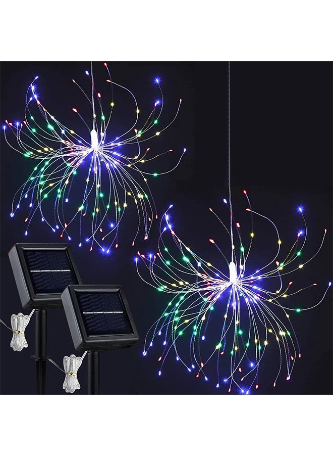 JCB CHIC أضواء خيطية بالطاقة الشمسية 120LED خارجية من الأسلاك النحاسية 120LED أضواء خرافية بأسلاك نحاسية مقاومة للماء ومضيئة بالنجوم لغرفة النوم وحفلات الزفاف في الحديقة وحفلات الزفاف ومهرجانات الأعياد 2Pack (120LED، ملونة - بطارية) - Image 1