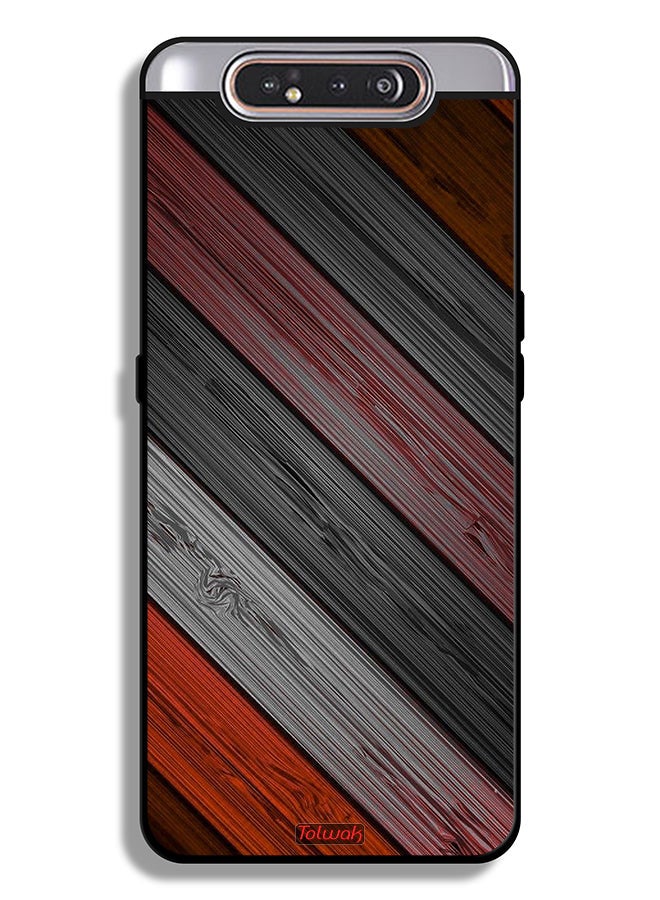 Tolwak Samsung Galaxy A80 Protective Case Cover Colored Wooden Pattern - Image 1