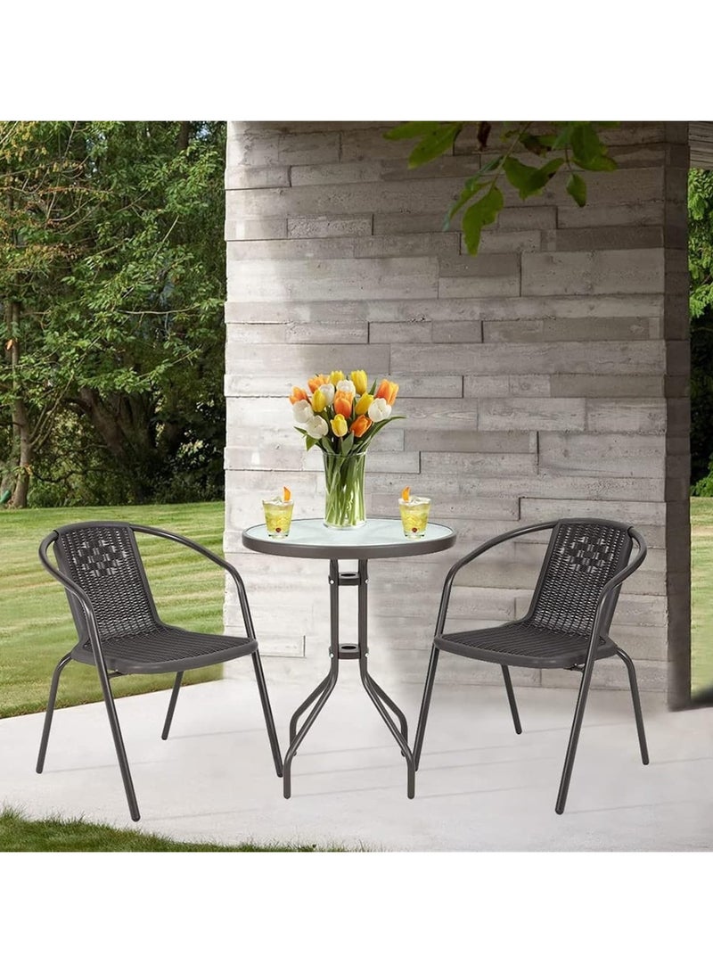 DubaiGallery 3-Piece Bistro Table Garden Furniture Balcony Furniture Patio Furniture Patio Furniture Outdoor Garden Lounge 1 Table and 2 Chairs for Porches Courtyards Patios Balconies Pool Edges  - Image 4
