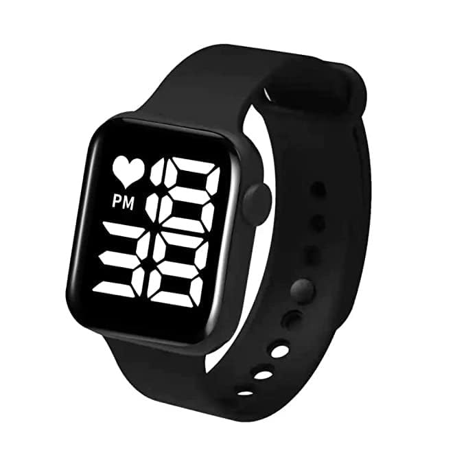 Acnos Polyurethane Black Dial Digital Watch For Boys & Girls Digital Watch For Boys Girls Watch Men For Kids Women Men Couple Electronic Digital Sports Watch, Black Band - Image 2