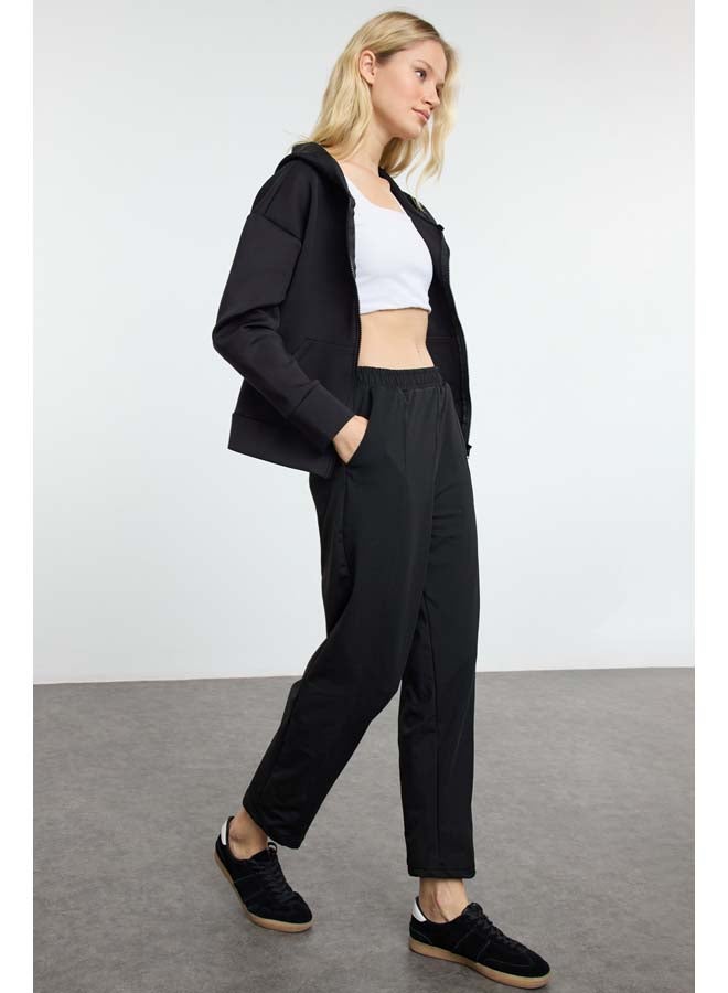 trendyol Black Warm Winter High Waist Carrot Fit Sports Knitted Sweatpants with Raised Inside THMAW25EA00007 - Image 3