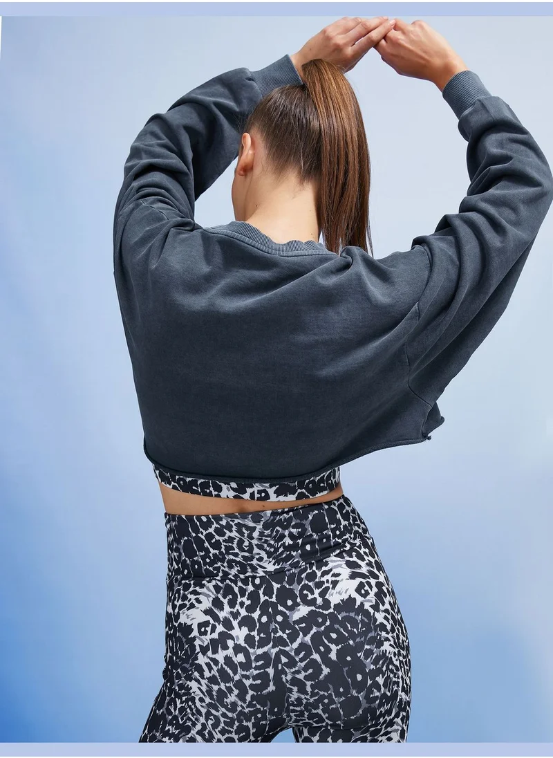 كوتون Oversized Crop Sports Sweatshirt