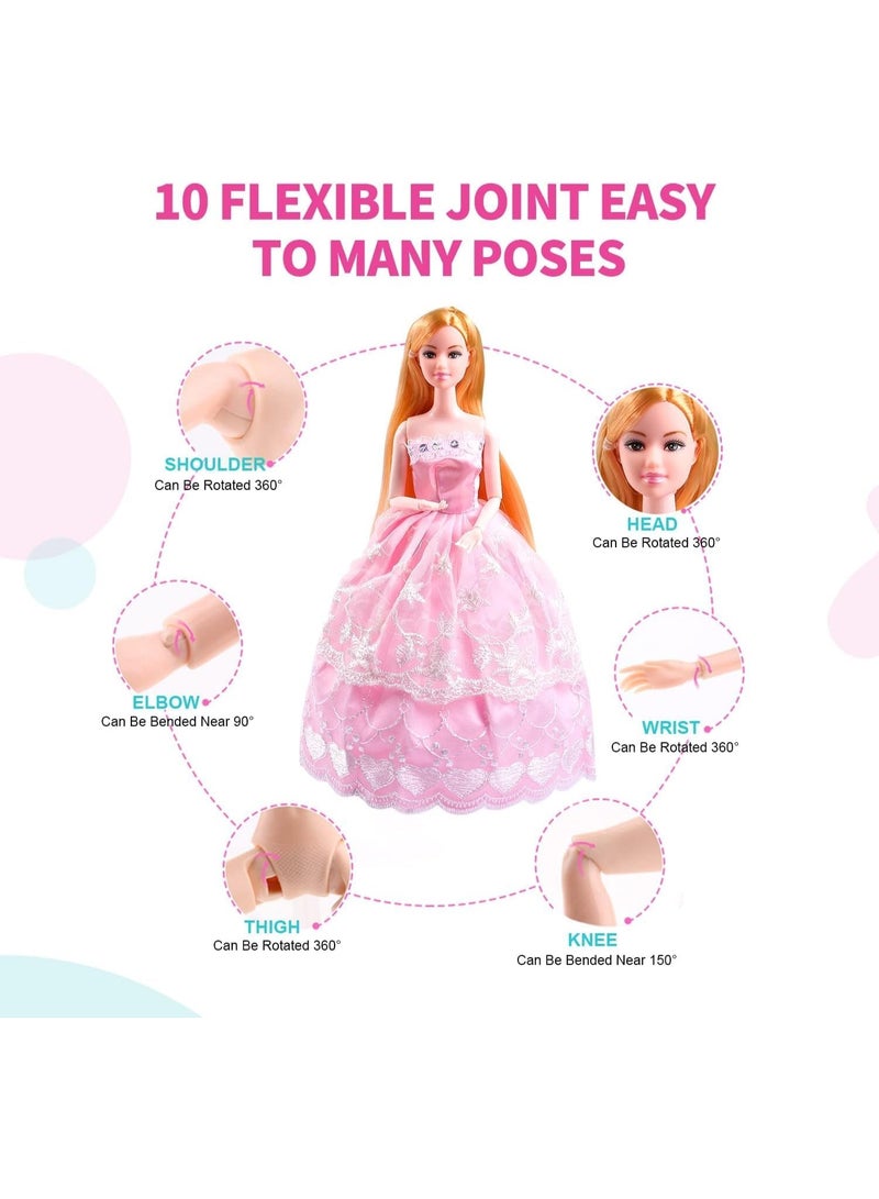 Soofam 11.5 Inch Girl Doll Closet Wardrobe with Clothes and Accessories Set, Doll Clothes and Accessories Closet Wardrobe Play set with Doll, Princess Gowns, Shoes,Hangers, Doll Dress up Toys for Girls - Image 3