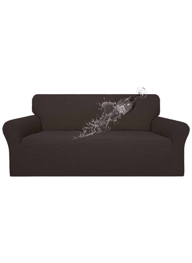 Easy-Going EasyGoing 100 Waterproof Couch Cover Dual Waterproof Sofa Cover Stretch Jacquard Sofa Slipcover Leakproof Furniture Protector for Kids Pets Dog and Cat Sofa Chocolate 