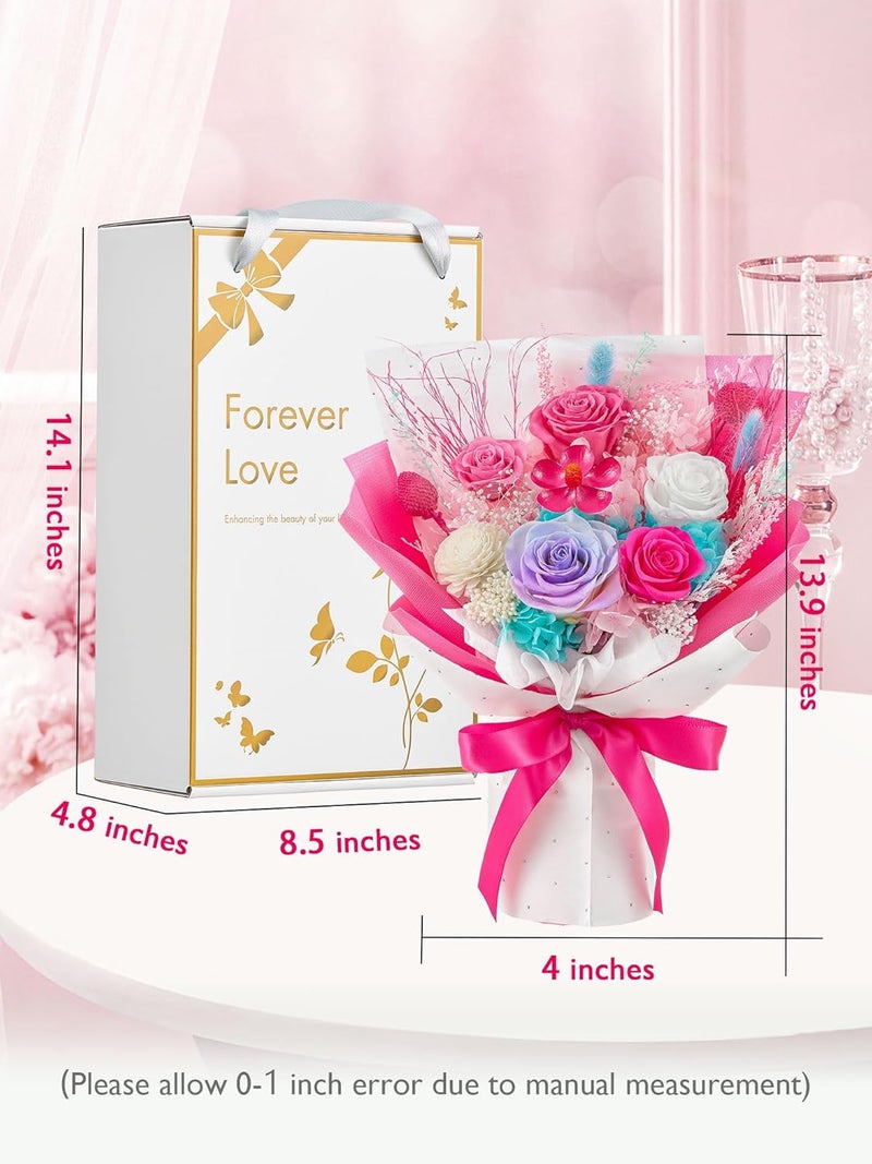 Eterfield Flowers for Delivery Prime, Forever Flowers Bouquet, Preserved Hotpink Roses Birthday Gifts for Her Women Wife Mom Grandma Graduation Valentine's Day Mother's Day - Image 2