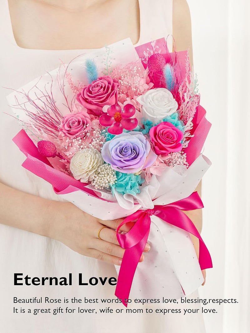 Eterfield Flowers for Delivery Prime, Forever Flowers Bouquet, Preserved Hotpink Roses Birthday Gifts for Her Women Wife Mom Grandma Graduation Valentine's Day Mother's Day - Image 3