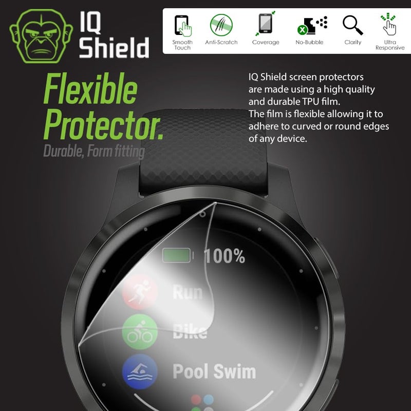 IQShield 6 Pack Screen Protector for Garmin Vivoactive 4s (40mm) LiquidSkin Easy Install Anti-Scratch Ultra Thin Smudge Resistant Anti-Bubble Clear TPU Film - Image 3