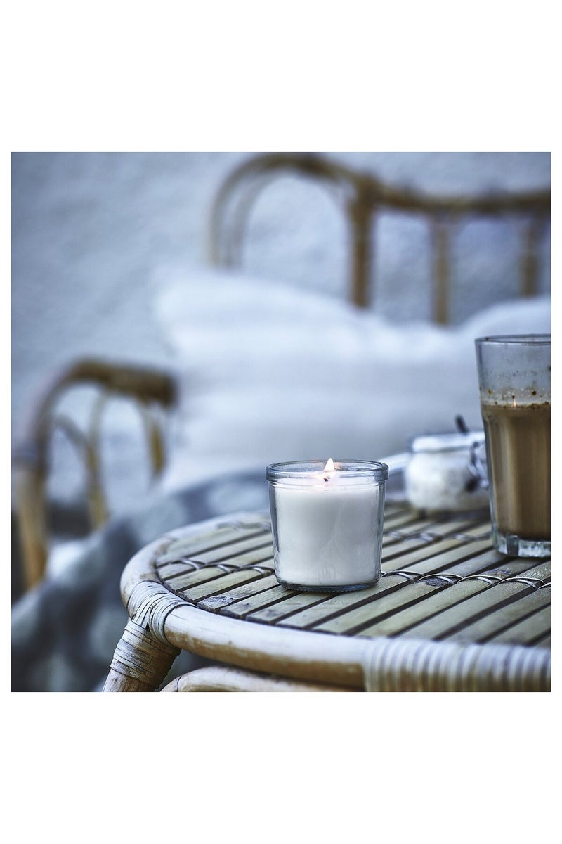 Scented candle in glass, Vanilla/light beige, 20 hr - Image 4