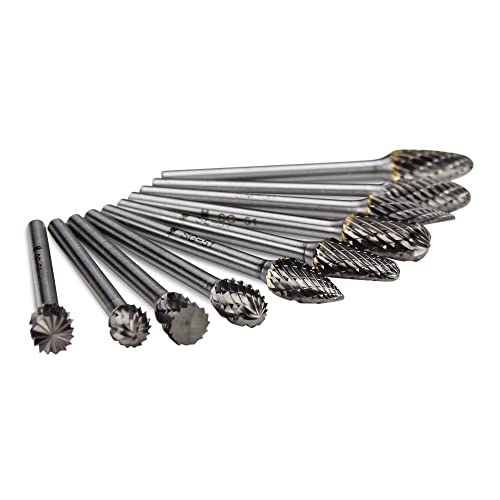 BHA Tungsten Carbide Burr Die Grinder Rotary Tool Bit Set for Metal Engraving and Precision Work, Double Cut with 1/8” Shank - 10 Pieces - Image 4