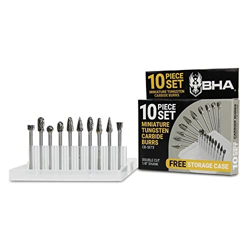 BHA Tungsten Carbide Burr Die Grinder Rotary Tool Bit Set for Metal Engraving and Precision Work, Double Cut with 1/8” Shank - 10 Pieces - Image 2