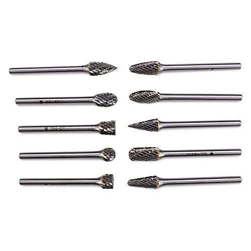BHA Tungsten Carbide Burr Die Grinder Rotary Tool Bit Set for Metal Engraving and Precision Work, Double Cut with 1/8” Shank - 10 Pieces - Image 3