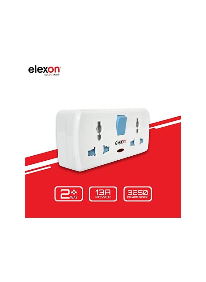 elexon - ELEXON EL 7314 - T Socket Universal Extension Power Adapter, Wall Socket 4 Way Electrical Outlet Adaptor, 4 Pin Electric Sockets for Home, Office (White) - Image 1