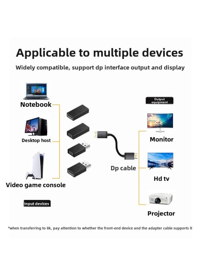 DP To DP Transfer Elbow Audio And Video Grasp Head Series DP To MINIDP Straight Head 8 HD Expansion DP1.4-Number Of Interfaces:DP Mother [to MDP Mother Straight Head]] - Image 5