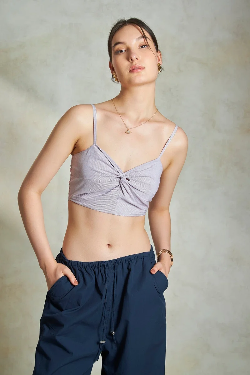 Virgio Cotton Twist Daywear Front Striped Cami Tops for Women