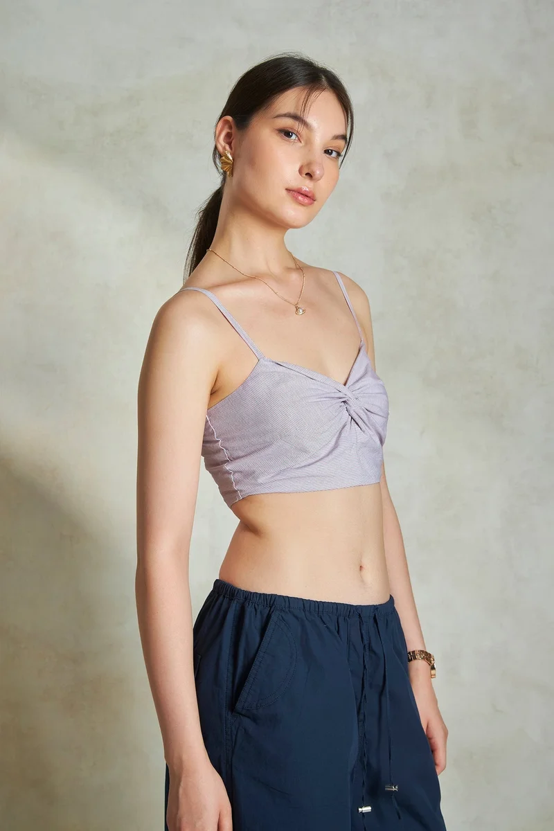 Virgio Cotton Twist Daywear Front Striped Cami Tops for Women