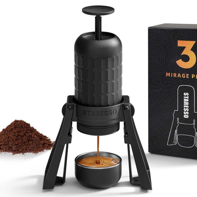 STARESSO STARESSO PLUS SP300 Espresso Machine Manual Portable Coffee Maker Compatible Ground Coffee with Pressurized Filter Espresso Maker for Home Travel Camping Office NonElectric 