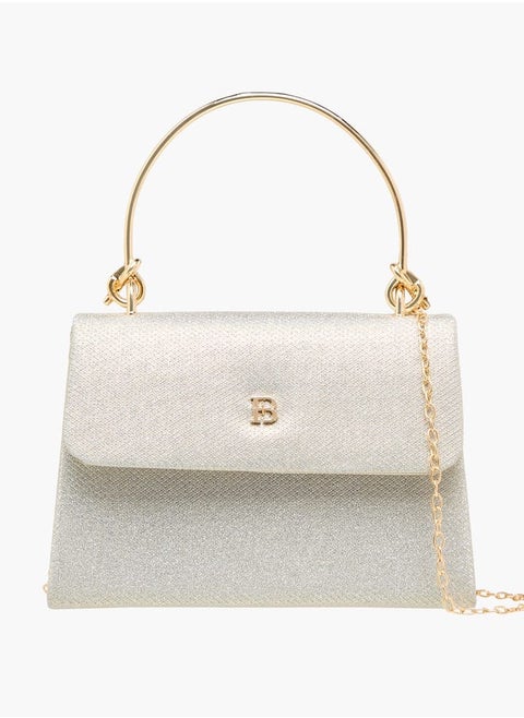 Women's Textured Satchel Bag with Handle and Chain Strap