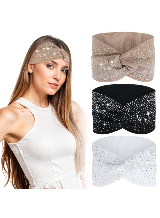 3 قطع من عصابات الرأس البراقة والمزينة بالكريستال والجواهر، قابلة للتمدد، مناسبة للارتداء اليومي، عصابات رأس أنيقة للنساء والفتيات - Image 1