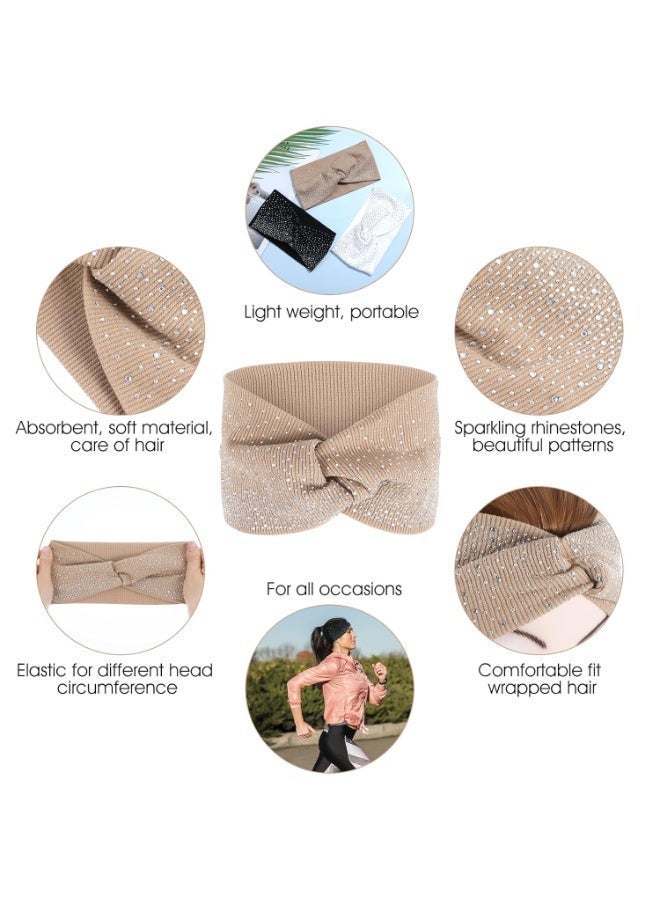 3 قطع من عصابات الرأس البراقة والمزينة بالكريستال والجواهر، قابلة للتمدد، مناسبة للارتداء اليومي، عصابات رأس أنيقة للنساء والفتيات - Image 5
