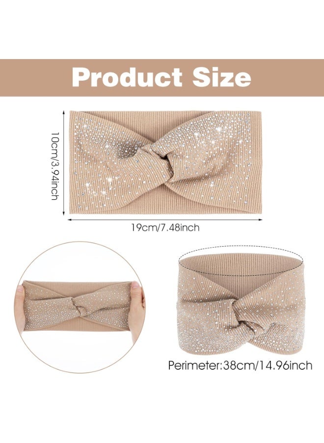 3 قطع من عصابات الرأس البراقة والمزينة بالكريستال والجواهر، قابلة للتمدد، مناسبة للارتداء اليومي، عصابات رأس أنيقة للنساء والفتيات - Image 2
