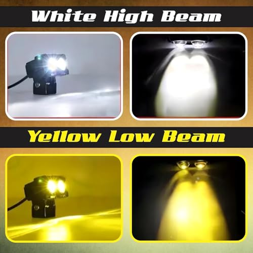 MIKANIX LED Fog Light Lens Projector With HD Lens Super Bright Dual Color White | Yellow With High & Low Beam For All Motorbike, Scooty & ATVs - Image 2