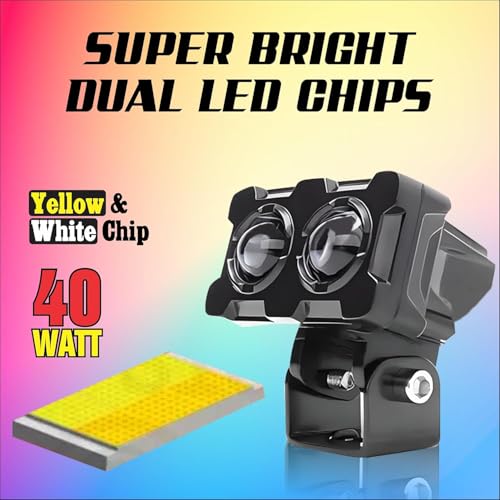 MIKANIX LED Fog Light Lens Projector With HD Lens Super Bright Dual Color White | Yellow With High & Low Beam For All Motorbike, Scooty & ATVs - Image 5
