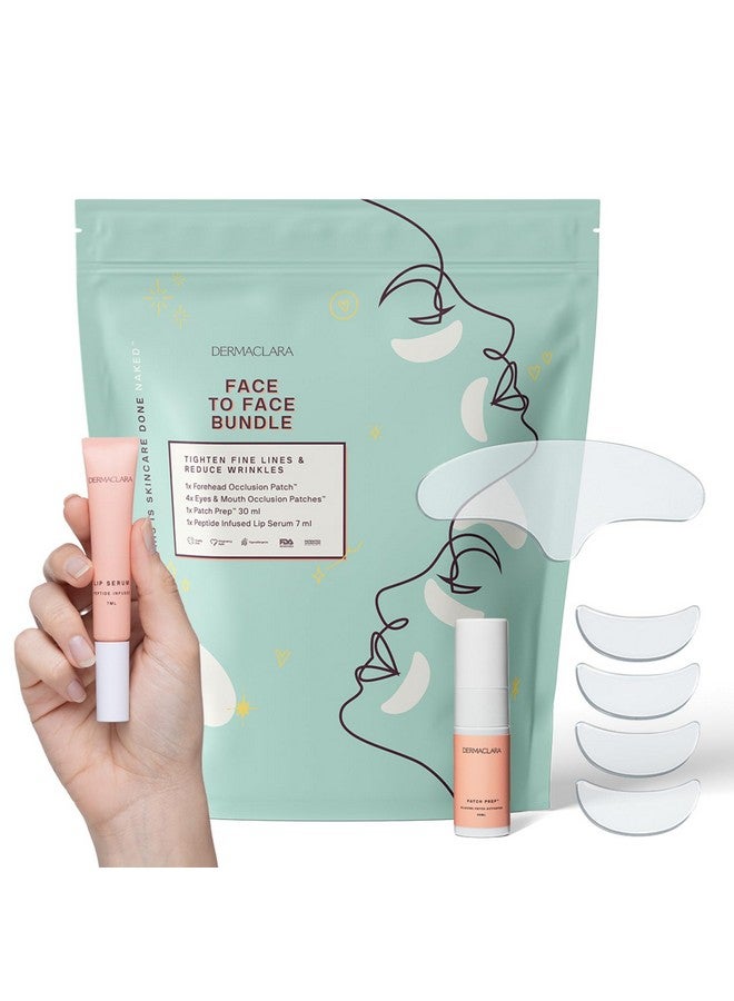 Dermaclara Face To Face Bundle Includes 4 Eyes & Mouth Occlusion Patches 1 Forehead Occlusion Patch 1 Patch Prep And 1 7 Ml Peptide Infused Lip Serum Complete Silicone Face Patches Kit - Image 1