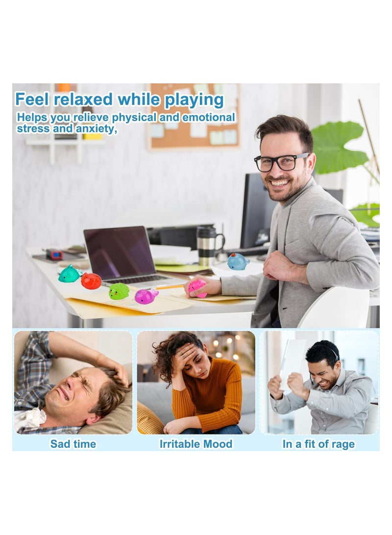 SYOSI Mochi Squishy Toys, 10pcs Animal Glitter Squishies Toys, Soft Fidget Toys, Stress Squeeze Toys, Kawaii Stress Relief Toys, Party Favors Bags Fillers for Kids and Adults, Kids Easter Egg Fillers - Image 5