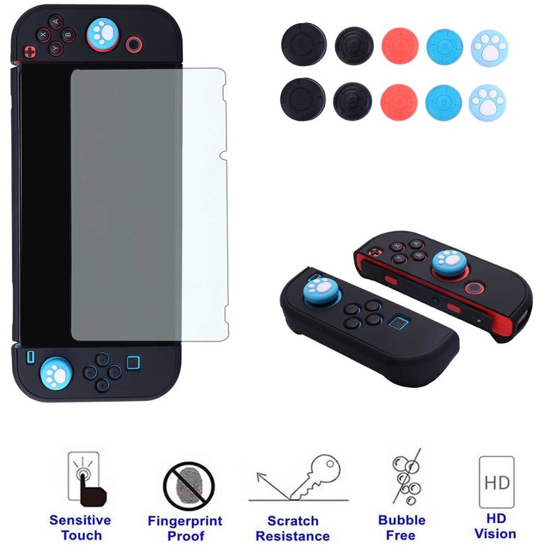 COMCOOL Dockable Case for Nintendo Switch 3 in 1 Protective Cover Case for Nintendo Switch and Joy-Con Controller with Screen Protector and Thumb grips - Black - Image 5