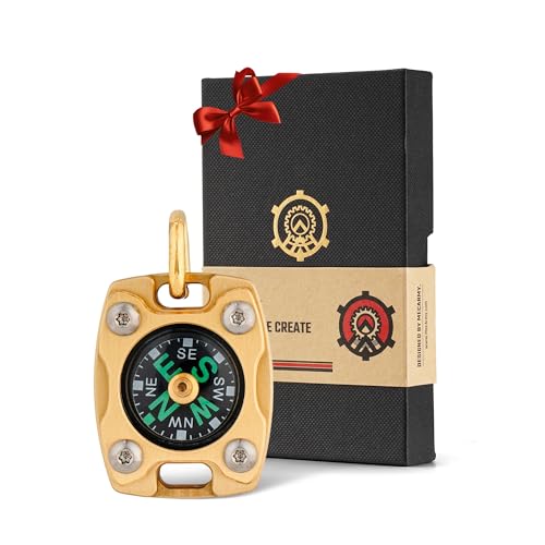 MecArmy CMP2 Brass Mini Compass, Pocket Compass Hiking Survival, Small IPX5 Waterproof, Glow-in-The-Dark, Compact, Necklace Pendant, Keychain & Lanyard Mount, Ideal Gift for Outdoor Enthusiasts - Image 1